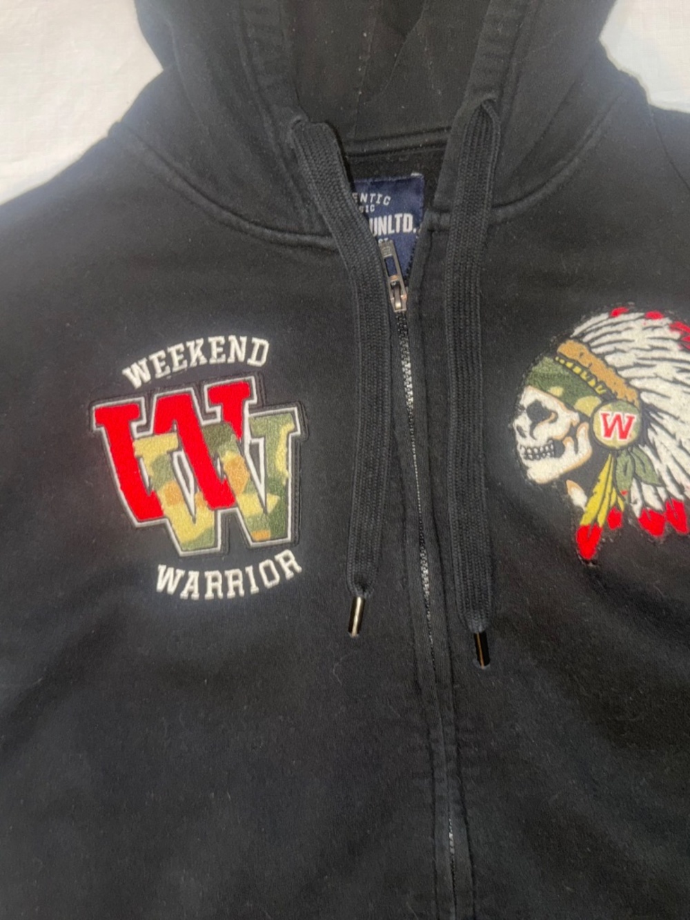 ECKO UNLTD WEEKEND WARRIOR VINTAGE BLACK SWEATSHIRT HOODIE J size large - Picture 2 of 8